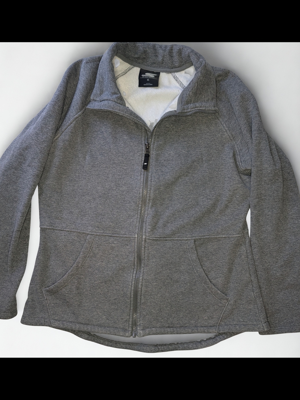 Skechers Women's Heather Gray Full-Zip Bomber Fleece Jacket